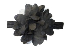 Crinkle Flower Headband - Black