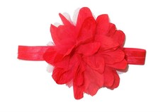 Crinkle Flower Headband - Red