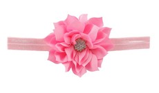 Croshka Designs Josephine Satin Layered Flower with Gemstone Headband - Pink