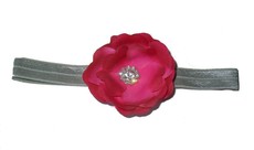 Crystal Peony Headband - Pink & Grey