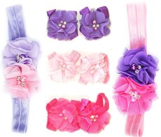 Headband & Footie Mix - Purple/Pink