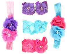 Headband & Footies Mix - Pink/Purple/Turquoise