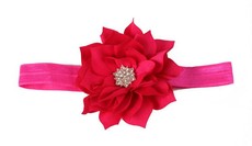 Josephine Satin Layered Flower with Gemstone Headband in Hot Pink Color