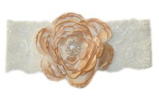 Layered Satin Flower Headband - Gold