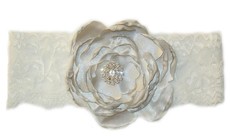 Layered Satin Flower Headband - Grey