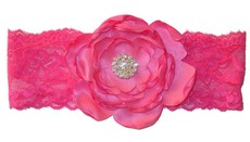 Layered Satin Flower Headband - Hot Pink