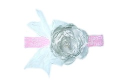 Pink & Grey Satin Layered Headband