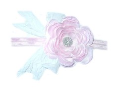 Pink & White Lacy Crystal Headband