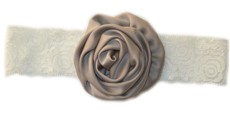 Puffy Rose Headband - Grey