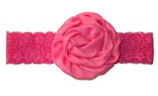 Puffy Rose Headband - Hot Pink