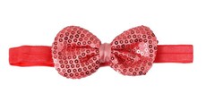 Rounded Sequins Bow Headband in Coral