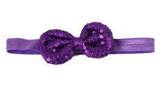 Rounded Sequins Bow Headband in Dark Purple