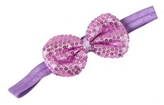 Rounded Sequins Bow Headband in Light Purple