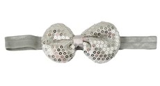 Rounded Sequins Bow Headband in Silver