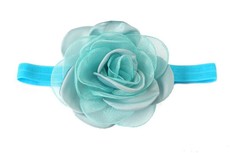 Satin & Tulle Layered Flower Headband in Light Blue Color