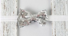 Sequins Bow Headband in Silver