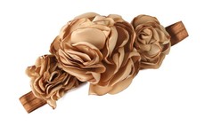 Three Satin Flower Headband in Brown