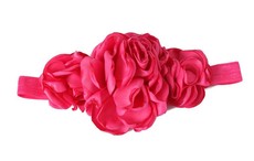 Three Satin Flower Headband in Hot Pink