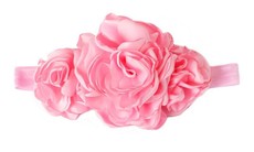 Three Satin Flower Headband in Light Pink