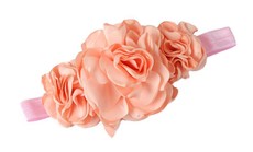 Three Satin Flower Headband in Peach