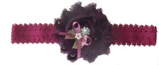 Tiny Bow Fine Diamante Headband - Plum