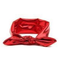 Top Knot Metallic Headband for Baby Girls - Red