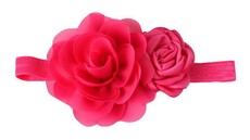 Two Flower Headband in Hot Pink