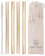 Reusable Organic Bamboo Drinking Straws - Pack Of 4