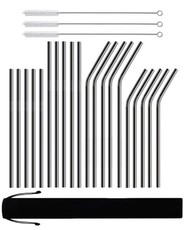 Reusable Stainless Steel Cocktail Straws Combo - 20 Pack