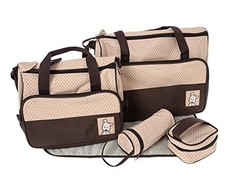 Multifunctional Baby Changing Diaper Handbag 5 Piece Set - Dark Brown