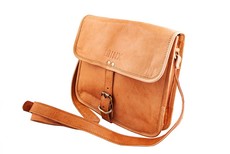 Minx - Genuine Leather Messenger Style Handbag - Tan