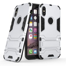 2 in 1 Shockproof Stand Case for Apple iPhone X - Silver