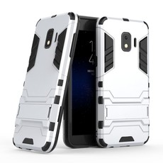 2-in-1 Hybrid Dual Shockproof Stand Case for Samsung J2 Core - Silver