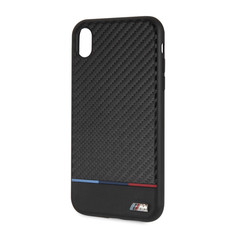 BMW - Carbon PU & PC/TPU Case Tricolor Stripe for iPhone 6.1 - Black