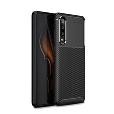 Carbon Fibre Effect Shockproof Back Case for Huawei P30 Black