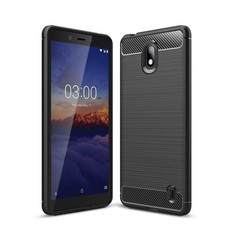 Carbon Fibre Silicone Gel Case Cover For Nokia 1 Plus Black