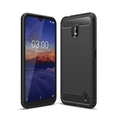 Carbon Fibre Silicone Gel Case Cover For Nokia 2.2 Black