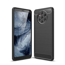 Carbon Fibre Silicone Gel Case Cover For Nokia 9 PureView Black