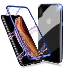 Glass Magnetic Adsorption Cover for iPhone X\XS - Blue