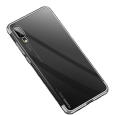 Huawei P20 Transparent Electroplated Cover - Silver Frame