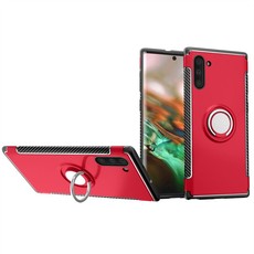 Magnetic Kickstand Ring Armor Case for Samsung Note 10 Red