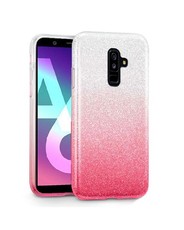 Tekron Glitter Gradient Case for Samsung Galaxy A6 Plus - Silver to Pink