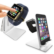 Tuff-Luv Orzly DuoStand for Apple Watch & iPhone - Silver