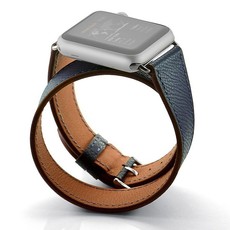 Zonabel 38mm Navy Hermes Leather Wrap Strap for Apple Watch