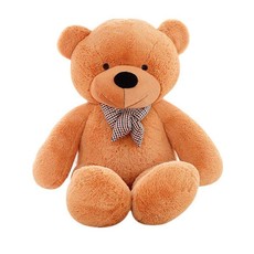 Giant Cuddly Plush Teddy Bear with Bow-Tie - Light Brown - 80cm