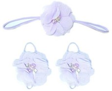 Baby Headbands Girls' Diamante Footsies Baby Bare Foot Sandals with Thin Headband - Lilac