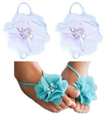 Baby Headbands Girls' Diamante Footsies Baby Bare Foot Sandals - Lilac