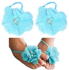 Baby Headbands Girls' Diamante Footsies Baby Bare Foot Sandals - Turqoise