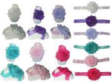 Baby Headbands Girl's Fine Flower Footie Set (Barefoot Sandals) with headbands 6 Sets - Mixed (0 - 2 Years)