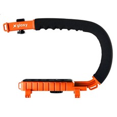 Gloxy Movie Maker Stabilizer Handle 1/4" Thread & Hotshoe Mount: Orange